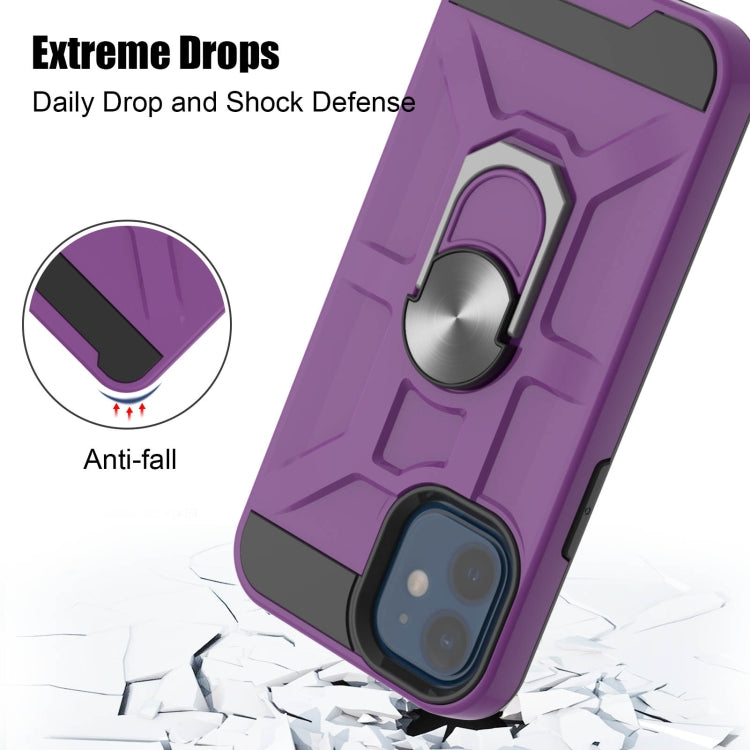 For iPhone 12 mini War-god Armor TPU + PC Shockproof  Magnetic Protective Case with Ring Holder