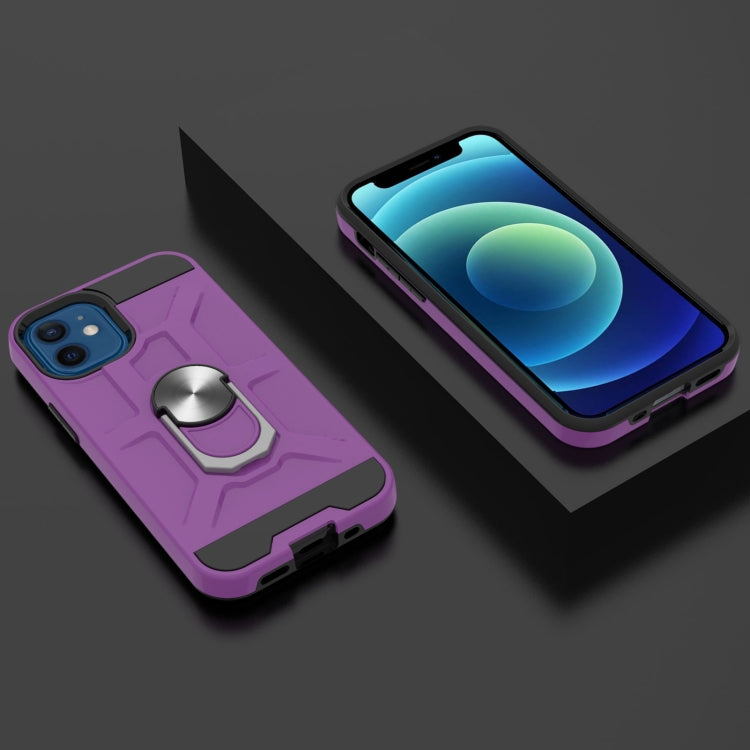 For iPhone 12 mini War-god Armor TPU + PC Shockproof  Magnetic Protective Case with Ring Holder