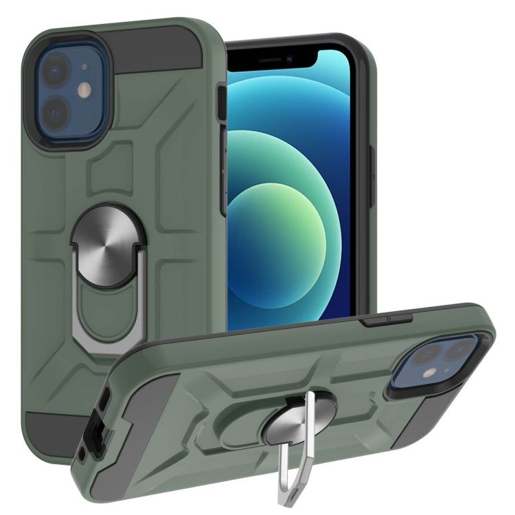 For iPhone 12 mini War-god Armor TPU + PC Shockproof  Magnetic Protective Case with Ring Holder