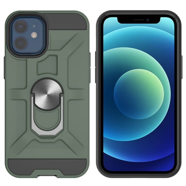 For iPhone 12 mini War-god Armor TPU + PC Shockproof  Magnetic Protective Case with Ring Holder