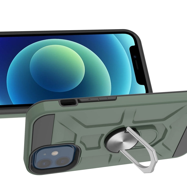 For iPhone 12 mini War-god Armor TPU + PC Shockproof  Magnetic Protective Case with Ring Holder