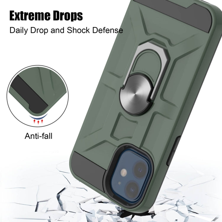 For iPhone 12 mini War-god Armor TPU + PC Shockproof  Magnetic Protective Case with Ring Holder