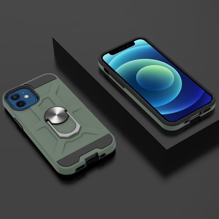 For iPhone 12 mini War-god Armor TPU + PC Shockproof  Magnetic Protective Case with Ring Holder