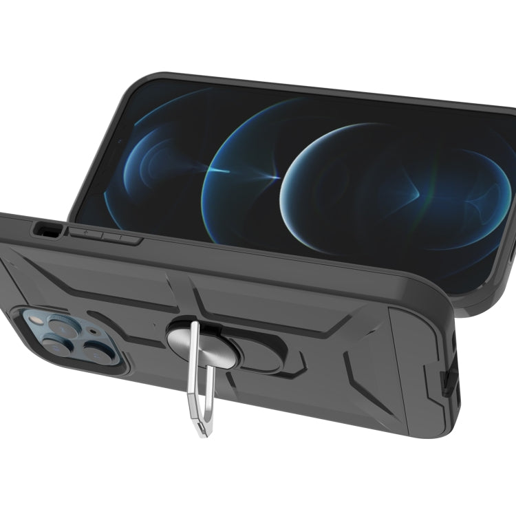 For iPhone 12 / 12 Pro War-god Armor TPU + PC Shockproof  Magnetic Protective Case with Ring Holder