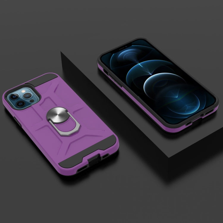 For iPhone 12 / 12 Pro War-god Armor TPU + PC Shockproof  Magnetic Protective Case with Ring Holder