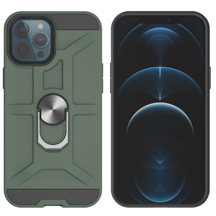 For iPhone 12 / 12 Pro War-god Armor TPU + PC Shockproof  Magnetic Protective Case with Ring Holder