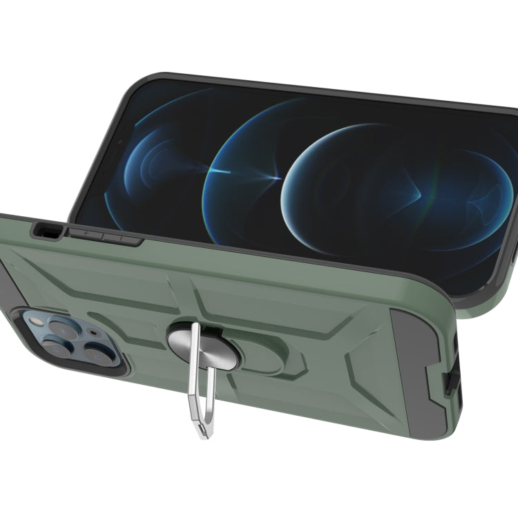 For iPhone 12 / 12 Pro War-god Armor TPU + PC Shockproof  Magnetic Protective Case with Ring Holder