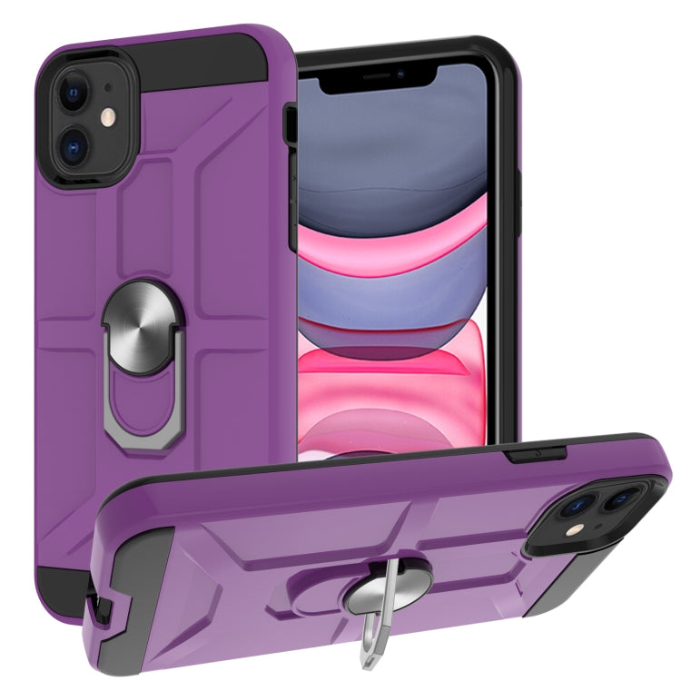 For iPhone 11 War-god Armor TPU + PC Shockproof  Magnetic Protective Case with Ring Holder