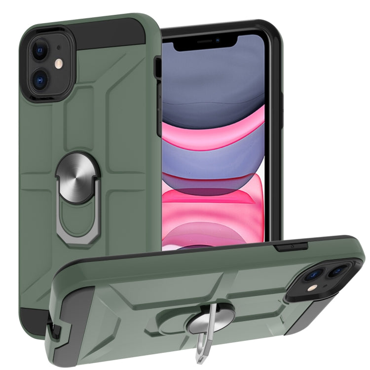 For iPhone 11 War-god Armor TPU + PC Shockproof  Magnetic Protective Case with Ring Holder