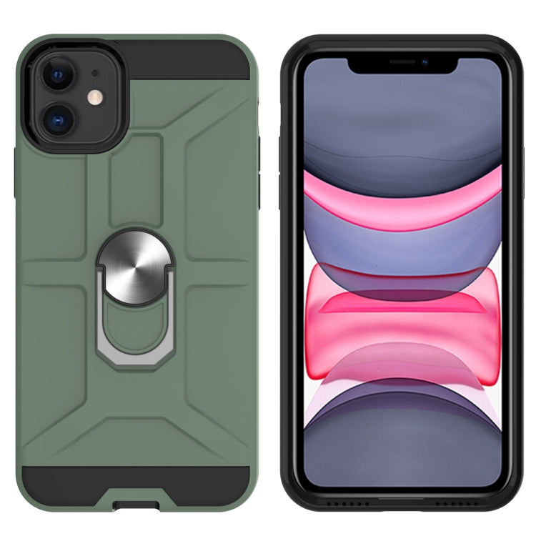 For iPhone 11 War-god Armor TPU + PC Shockproof  Magnetic Protective Case with Ring Holder