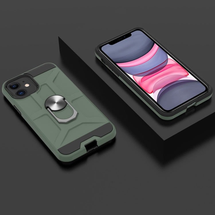 For iPhone 11 War-god Armor TPU + PC Shockproof  Magnetic Protective Case with Ring Holder