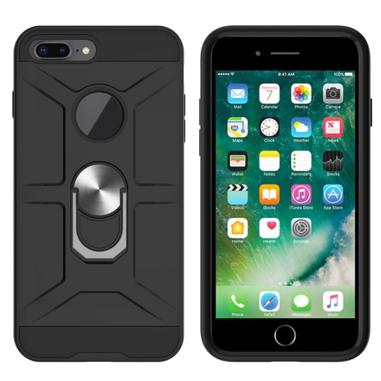 War-god Armor TPU + PC Shockproof  Magnetic Protective Case with Ring Holder For iPhone 8 Plus / 7 Plus