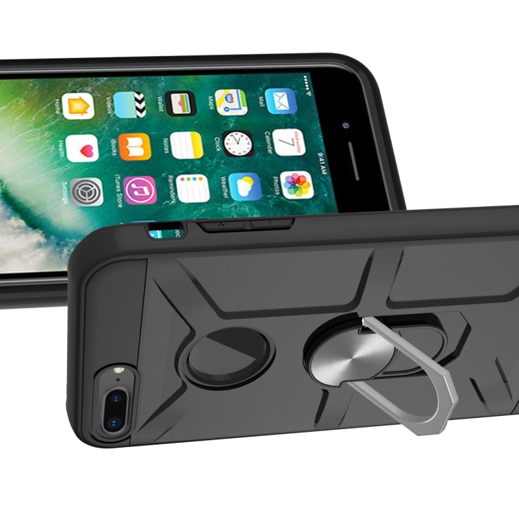 War-god Armor TPU + PC Shockproof  Magnetic Protective Case with Ring Holder For iPhone 8 Plus / 7 Plus