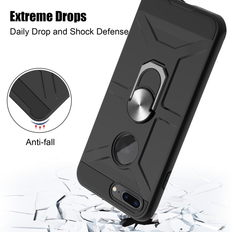 War-god Armor TPU + PC Shockproof  Magnetic Protective Case with Ring Holder For iPhone 8 Plus / 7 Plus