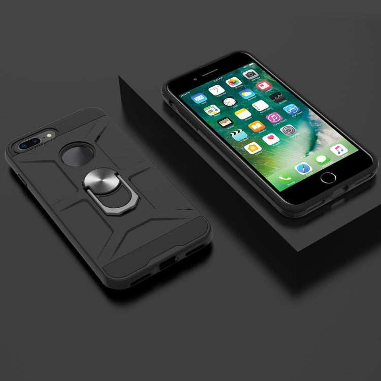 War-god Armor TPU + PC Shockproof  Magnetic Protective Case with Ring Holder For iPhone 8 Plus / 7 Plus