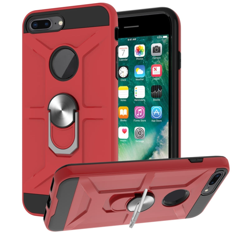 War-god Armor TPU + PC Shockproof  Magnetic Protective Case with Ring Holder For iPhone 8 Plus / 7 Plus