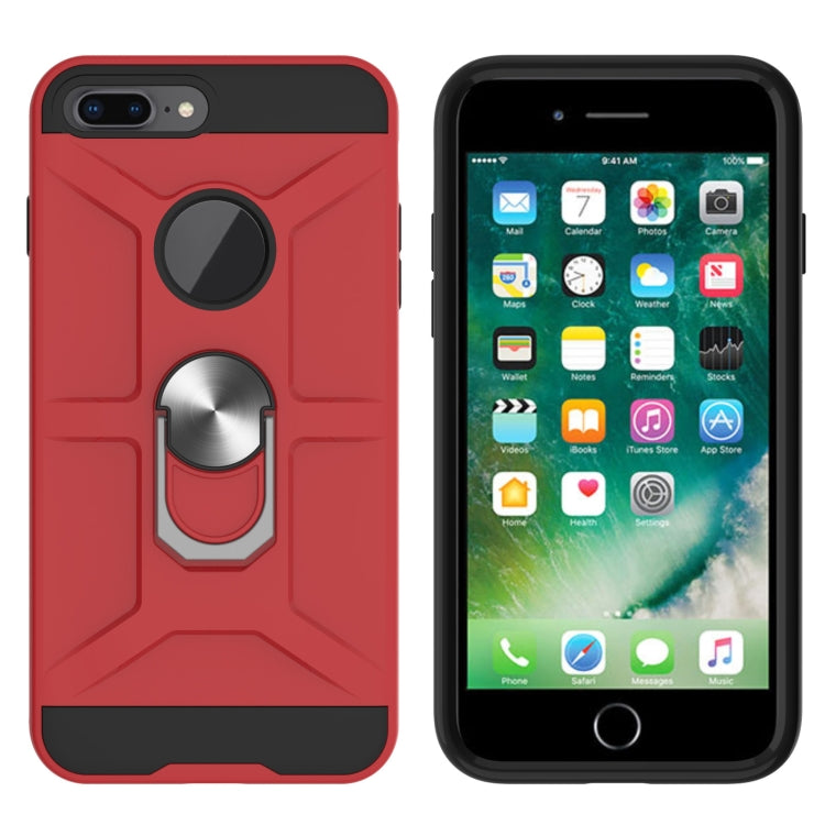War-god Armor TPU + PC Shockproof  Magnetic Protective Case with Ring Holder For iPhone 8 Plus / 7 Plus