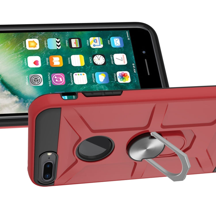 War-god Armor TPU + PC Shockproof  Magnetic Protective Case with Ring Holder For iPhone 8 Plus / 7 Plus