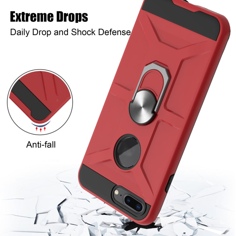 War-god Armor TPU + PC Shockproof  Magnetic Protective Case with Ring Holder For iPhone 8 Plus / 7 Plus