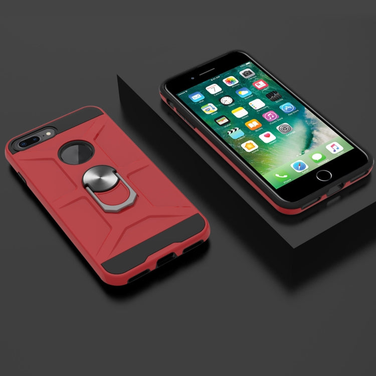 War-god Armor TPU + PC Shockproof  Magnetic Protective Case with Ring Holder For iPhone 8 Plus / 7 Plus