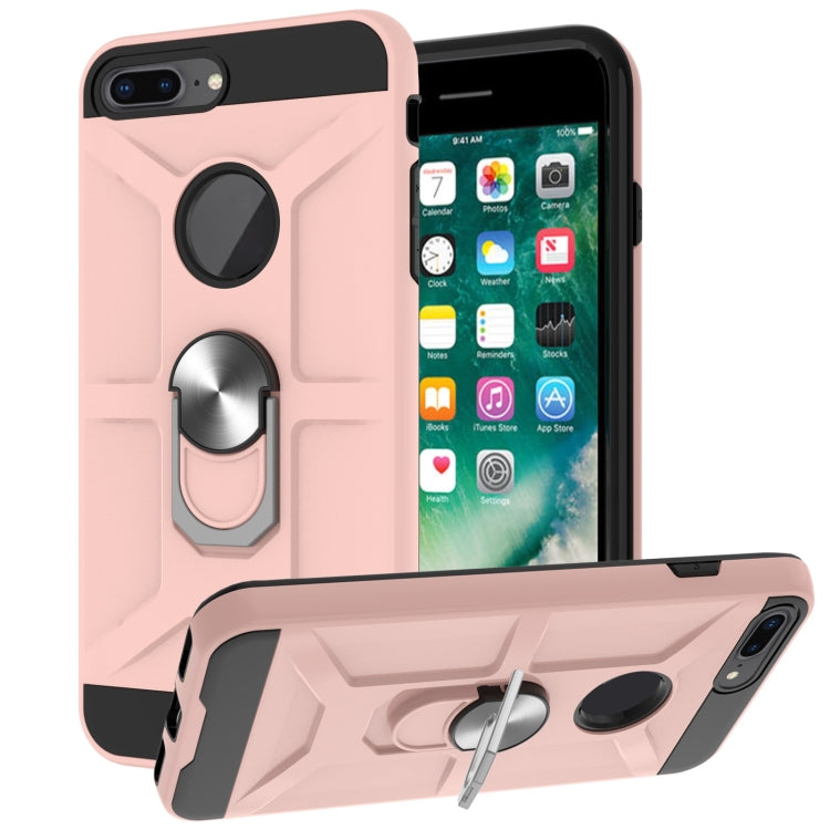 War-god Armor TPU + PC Shockproof  Magnetic Protective Case with Ring Holder For iPhone 8 Plus / 7 Plus