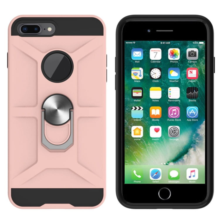 War-god Armor TPU + PC Shockproof  Magnetic Protective Case with Ring Holder For iPhone 8 Plus / 7 Plus