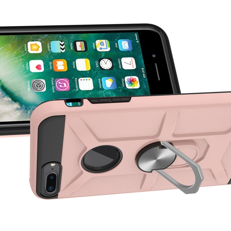 War-god Armor TPU + PC Shockproof  Magnetic Protective Case with Ring Holder For iPhone 8 Plus / 7 Plus