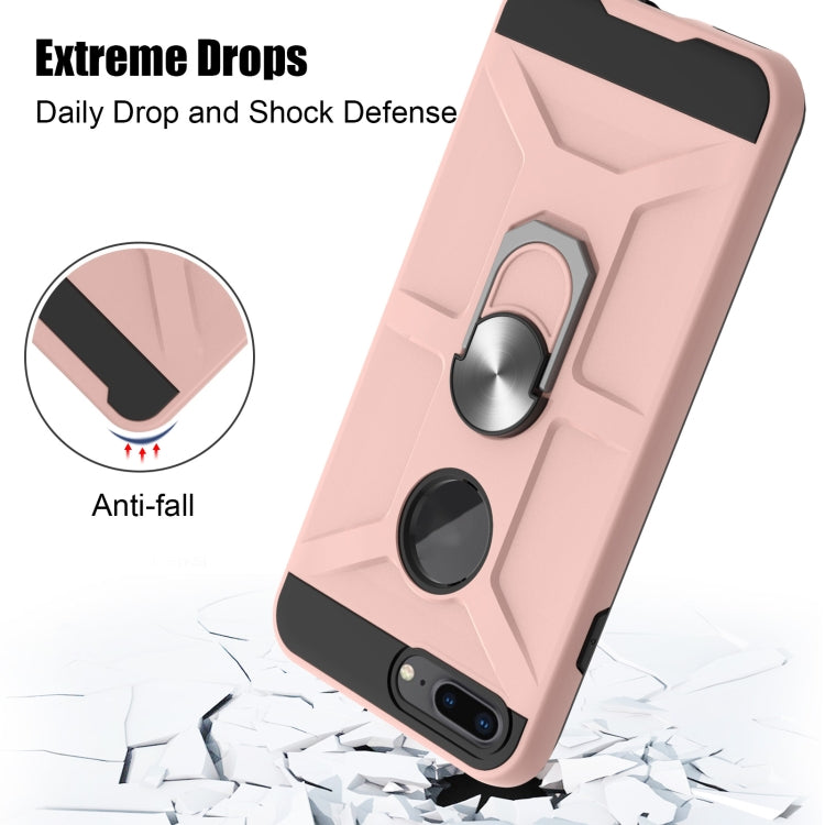 War-god Armor TPU + PC Shockproof  Magnetic Protective Case with Ring Holder For iPhone 8 Plus / 7 Plus