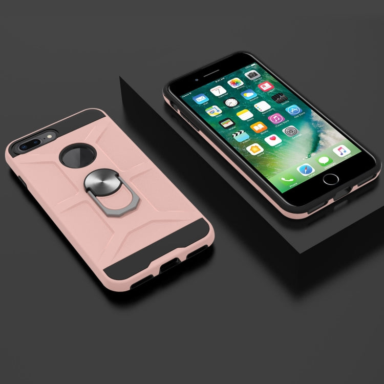 War-god Armor TPU + PC Shockproof  Magnetic Protective Case with Ring Holder For iPhone 8 Plus / 7 Plus