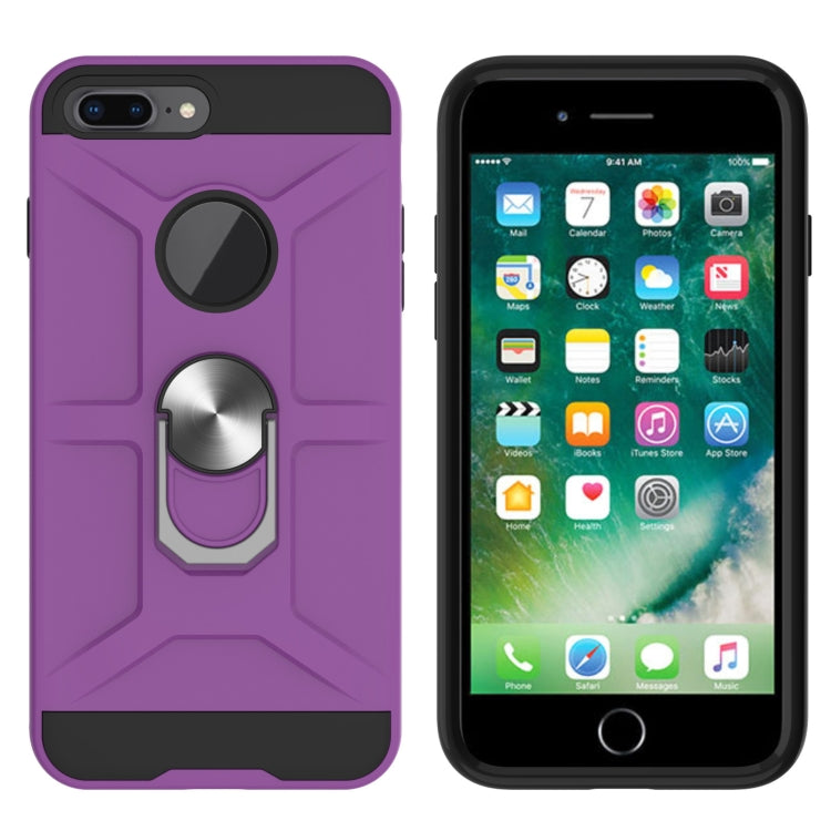 War-god Armor TPU + PC Shockproof  Magnetic Protective Case with Ring Holder For iPhone 8 Plus / 7 Plus