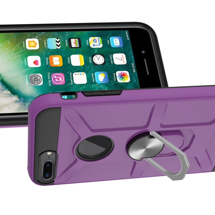 War-god Armor TPU + PC Shockproof  Magnetic Protective Case with Ring Holder For iPhone 8 Plus / 7 Plus