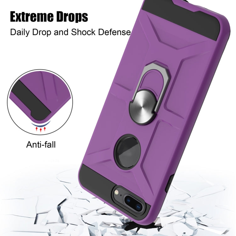 War-god Armor TPU + PC Shockproof  Magnetic Protective Case with Ring Holder For iPhone 8 Plus / 7 Plus