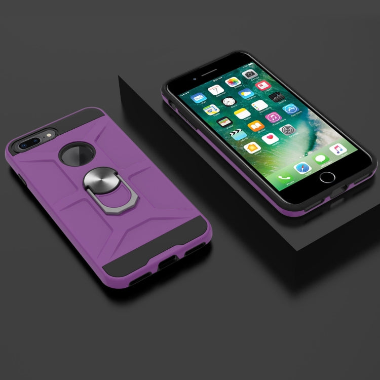 War-god Armor TPU + PC Shockproof  Magnetic Protective Case with Ring Holder For iPhone 8 Plus / 7 Plus