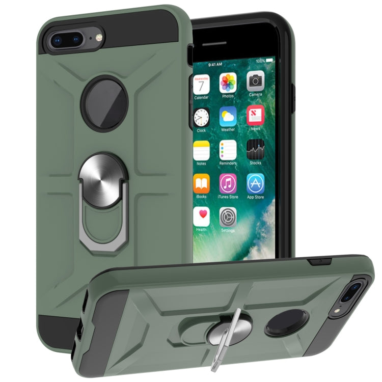 War-god Armor TPU + PC Shockproof  Magnetic Protective Case with Ring Holder For iPhone 8 Plus / 7 Plus