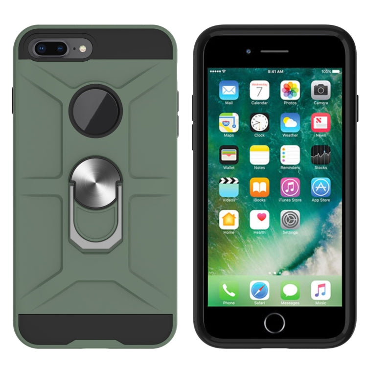 War-god Armor TPU + PC Shockproof  Magnetic Protective Case with Ring Holder For iPhone 8 Plus / 7 Plus