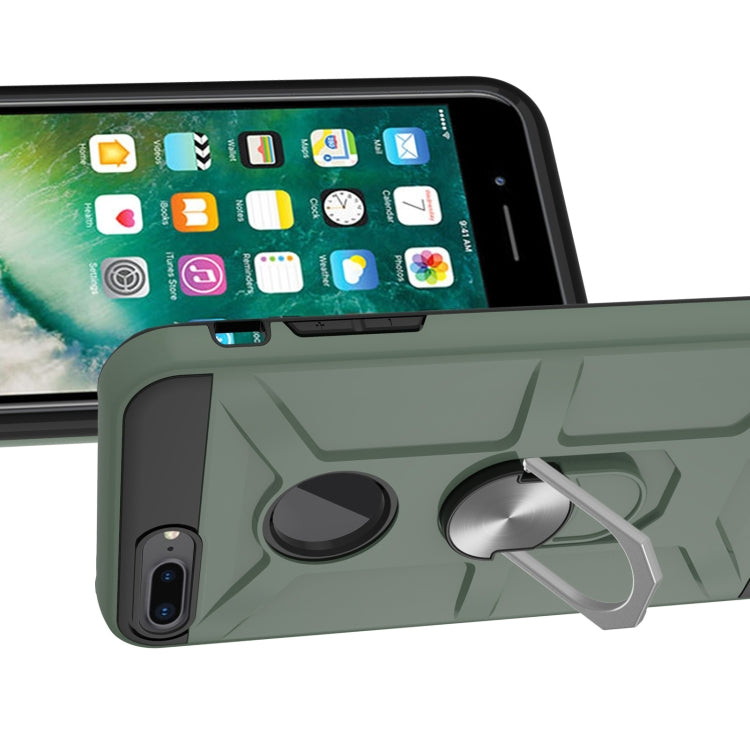 War-god Armor TPU + PC Shockproof  Magnetic Protective Case with Ring Holder For iPhone 8 Plus / 7 Plus