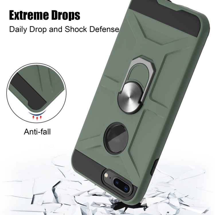 War-god Armor TPU + PC Shockproof  Magnetic Protective Case with Ring Holder For iPhone 8 Plus / 7 Plus