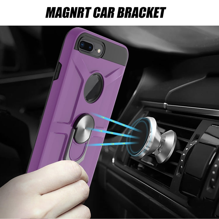 War-god Armor TPU + PC Shockproof  Magnetic Protective Case with Ring Holder For iPhone 8 Plus / 7 Plus