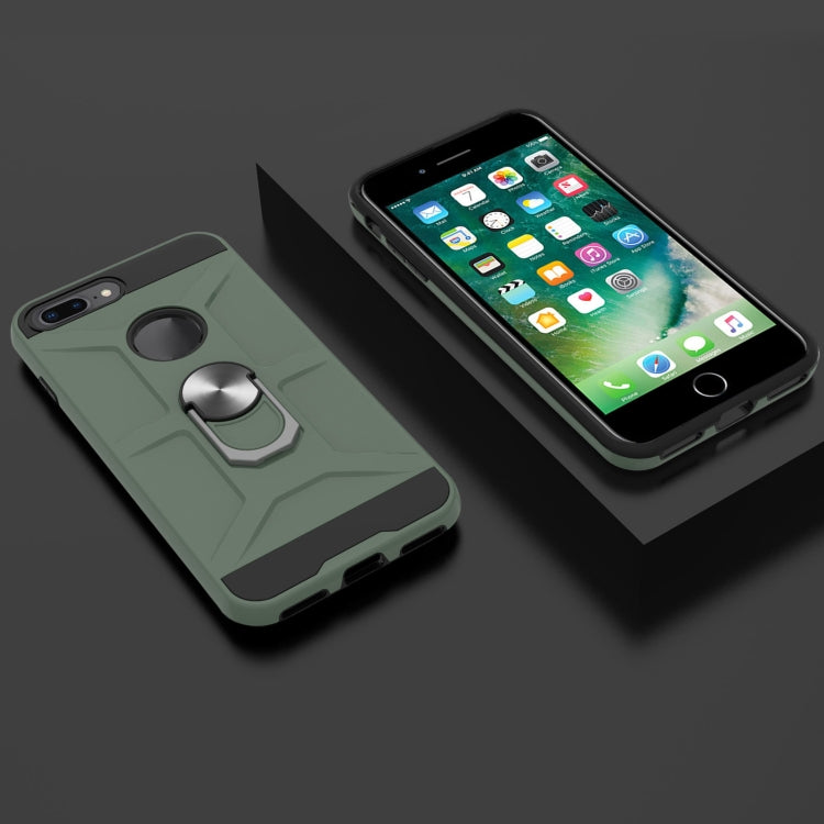 War-god Armor TPU + PC Shockproof  Magnetic Protective Case with Ring Holder For iPhone 8 Plus / 7 Plus