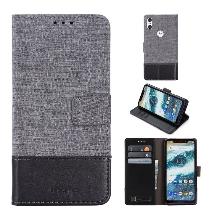 For Motorola Moto One MUXMA MX102 Horizontal Flip Canvas Leather Case with Stand & Card Slot & Wallet Function