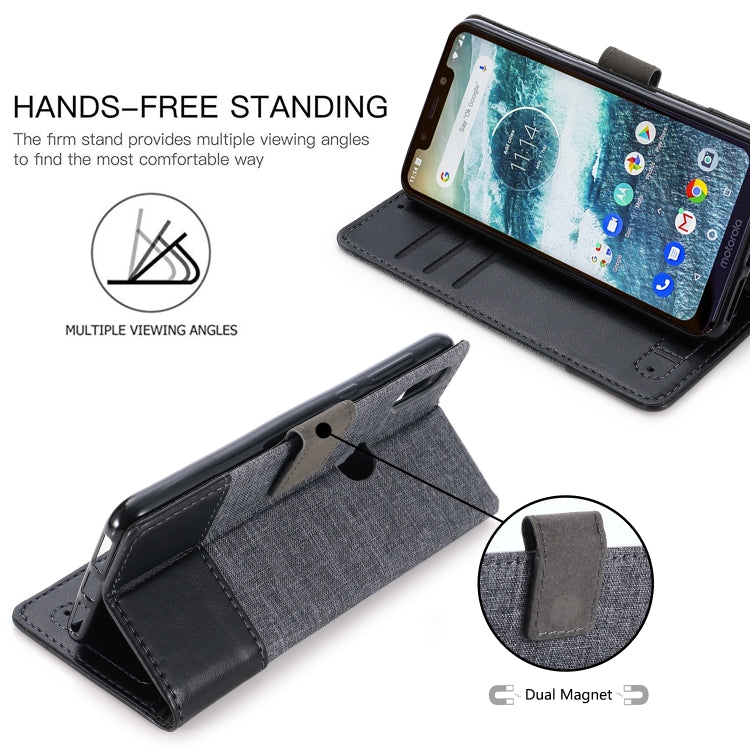 For Motorola Moto One MUXMA MX102 Horizontal Flip Canvas Leather Case with Stand & Card Slot & Wallet Function
