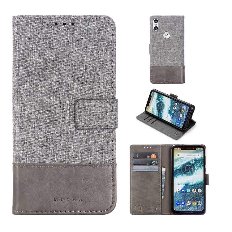 For Motorola Moto One MUXMA MX102 Horizontal Flip Canvas Leather Case with Stand & Card Slot & Wallet Function