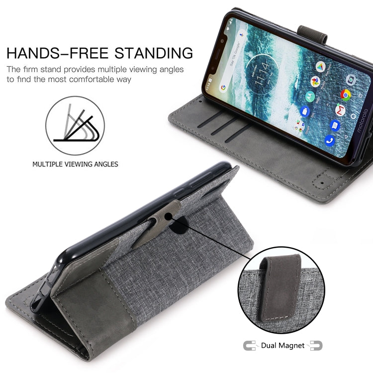 For Motorola Moto One MUXMA MX102 Horizontal Flip Canvas Leather Case with Stand & Card Slot & Wallet Function