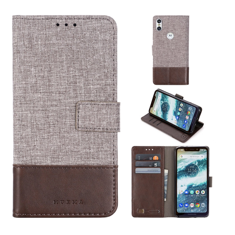 For Motorola Moto One MUXMA MX102 Horizontal Flip Canvas Leather Case with Stand & Card Slot & Wallet Function