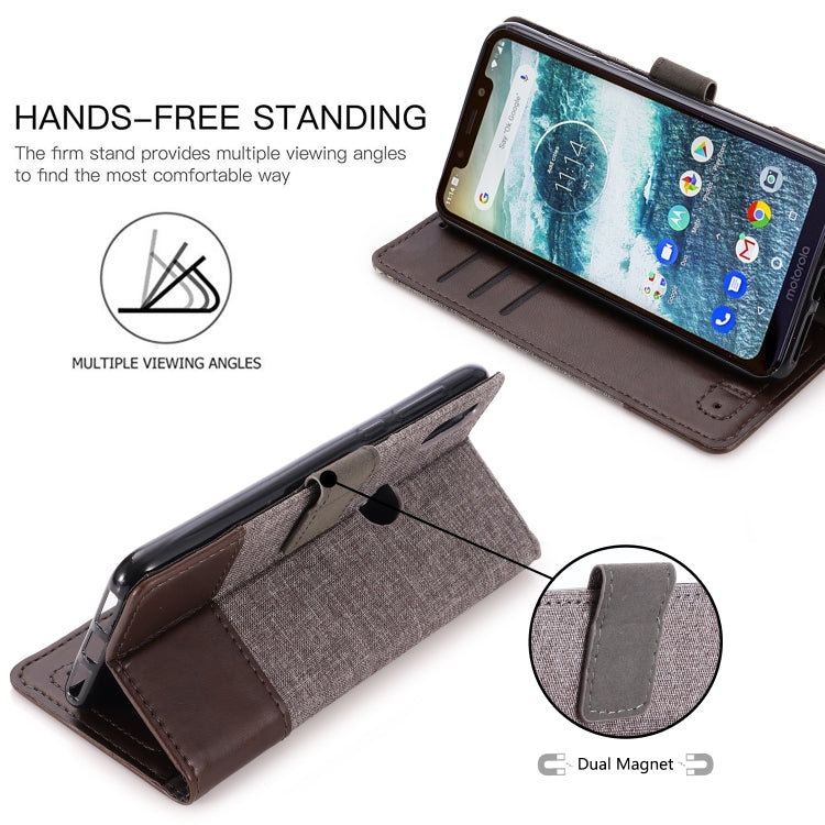 For Motorola Moto One MUXMA MX102 Horizontal Flip Canvas Leather Case with Stand & Card Slot & Wallet Function