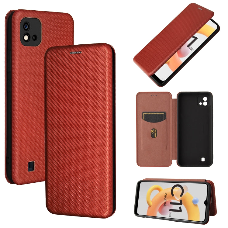 For OPPO Realme C20 Carbon Fiber Texture Horizontal Flip TPU + PC + PU Leather Case with Card Slot