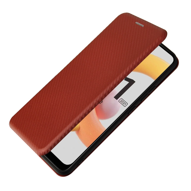 For OPPO Realme C20 Carbon Fiber Texture Horizontal Flip TPU + PC + PU Leather Case with Card Slot