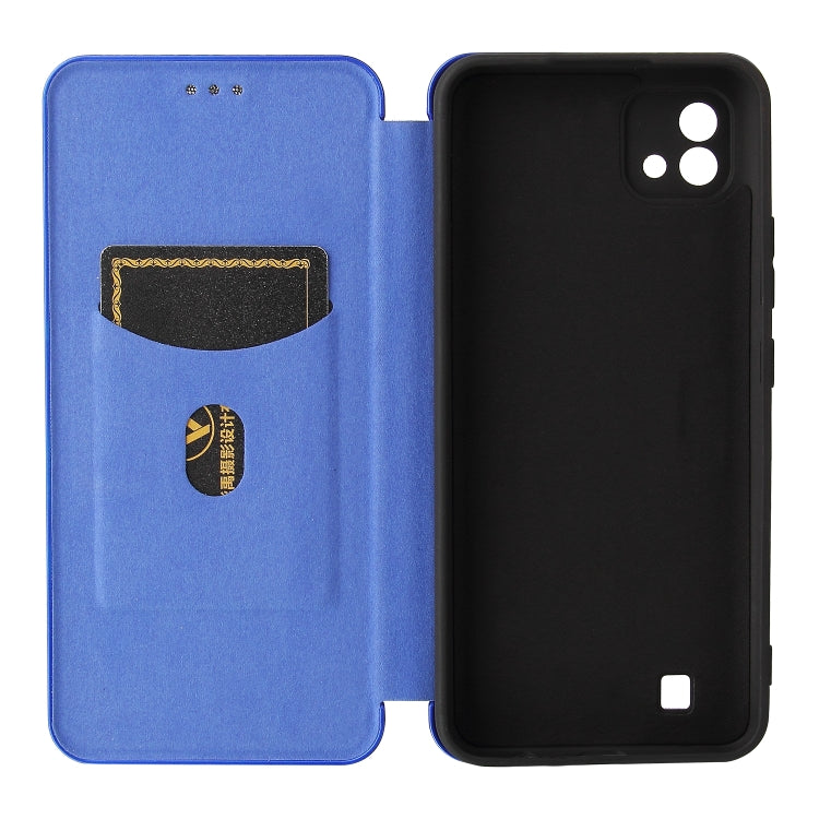 For OPPO Realme C20 Carbon Fiber Texture Horizontal Flip TPU + PC + PU Leather Case with Card Slot