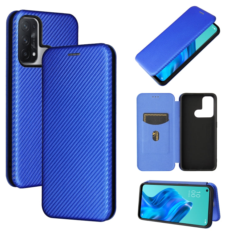 For OPPO Reno 5A(Japan version) Carbon Fiber Texture Horizontal Flip TPU + PC + PU Leather Case with Card Slot