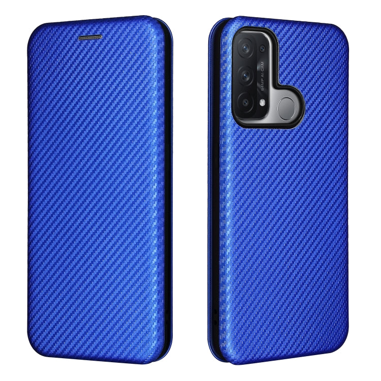 For OPPO Reno 5A(Japan version) Carbon Fiber Texture Horizontal Flip TPU + PC + PU Leather Case with Card Slot